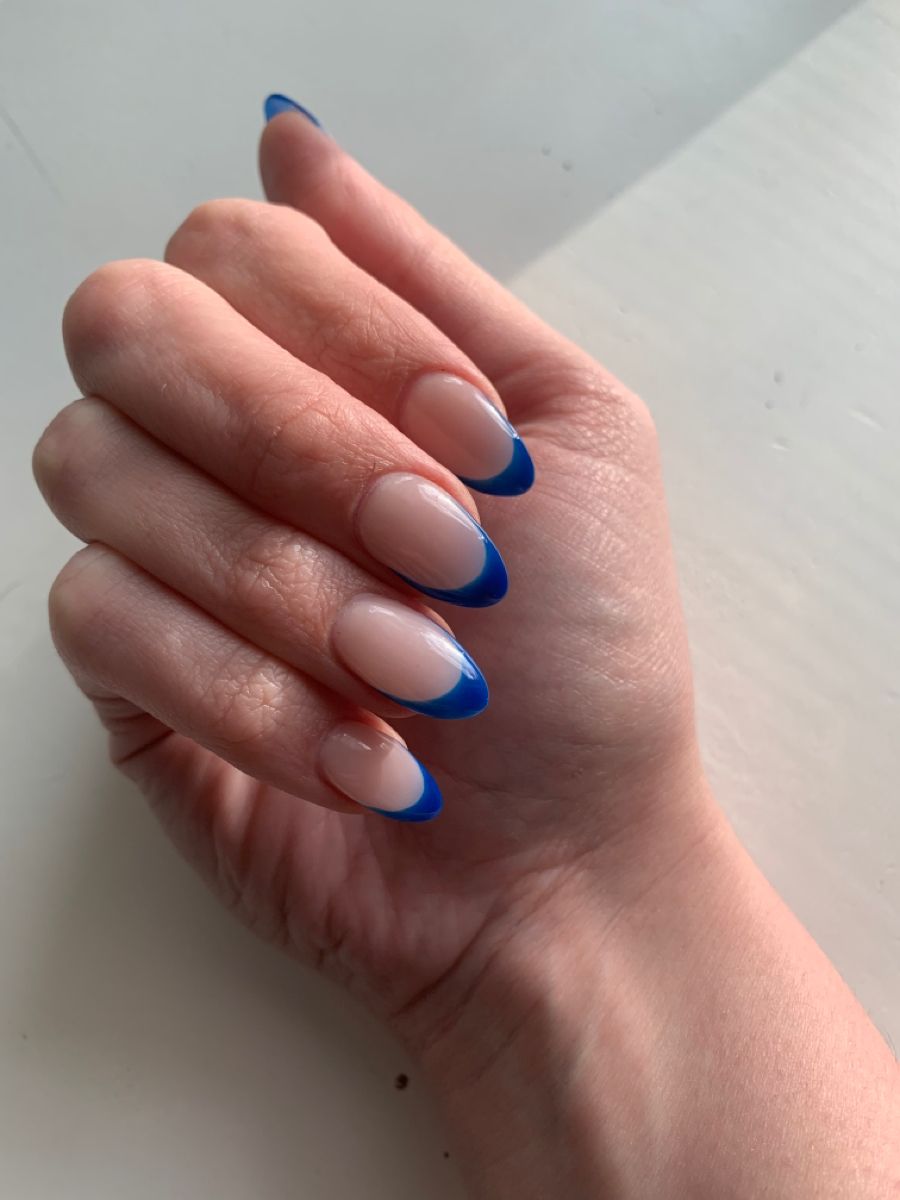 Blue French Tip Nails