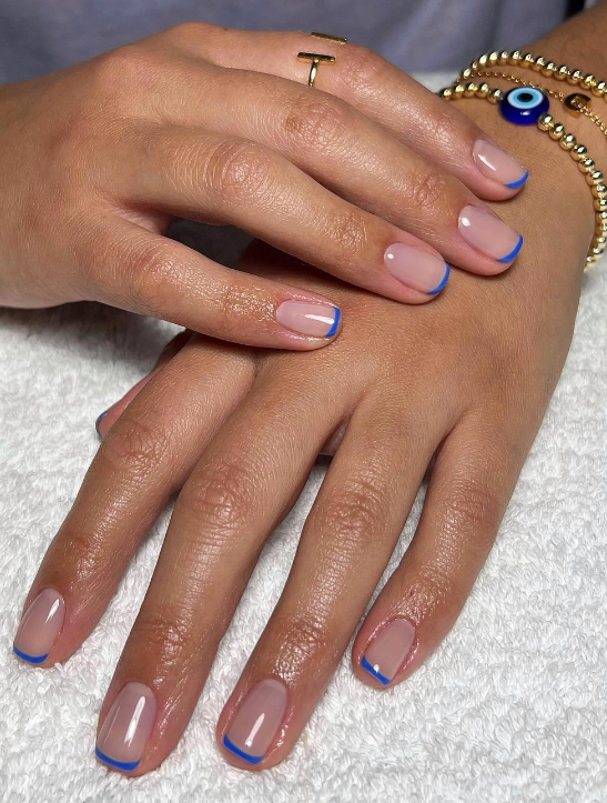 Stylish Blue French Tip Nails