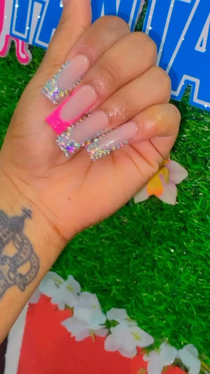Stunning Pink and Glitter Ombre Nails