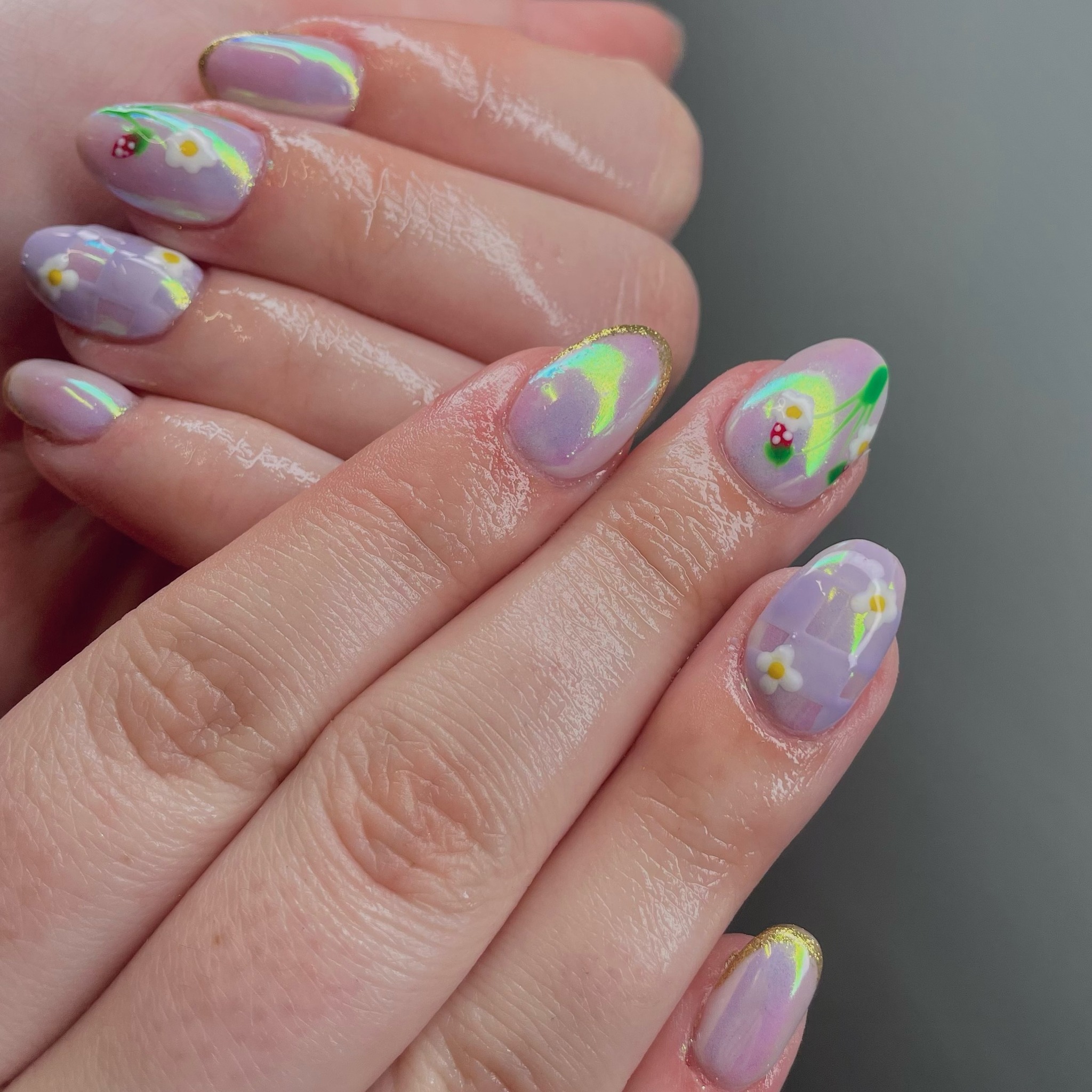 Artistic Purple Floral Nails