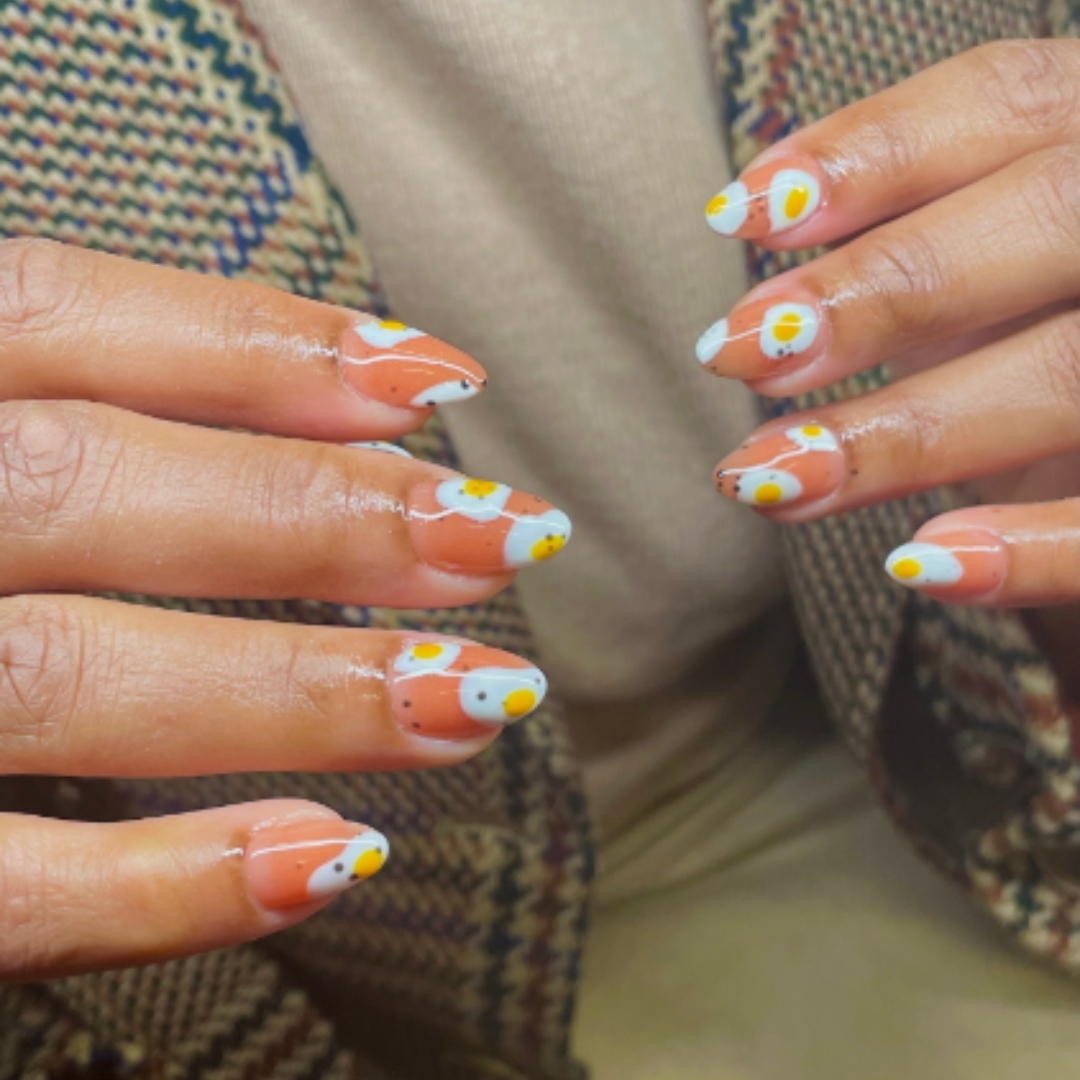 Artistic Egg-Inspired Nails