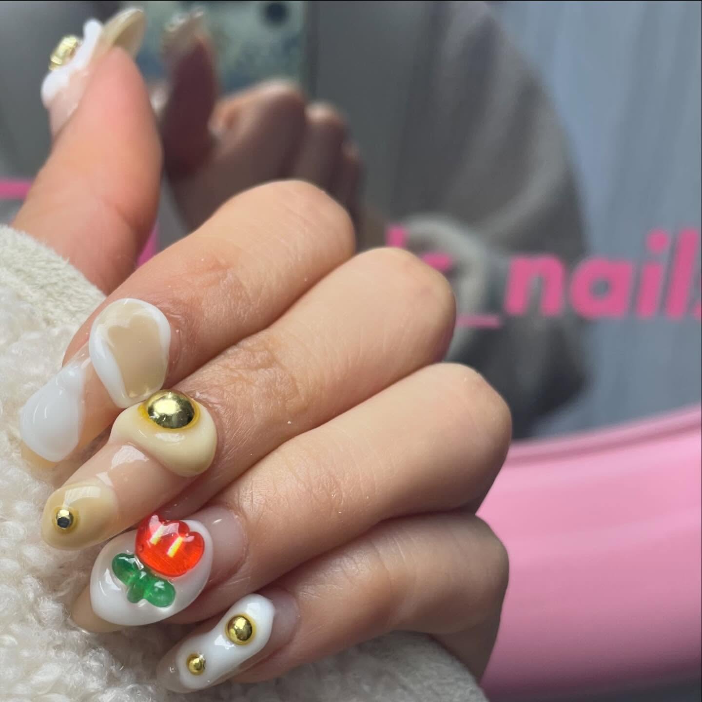 Artistic Nail Design with Fruit Motif