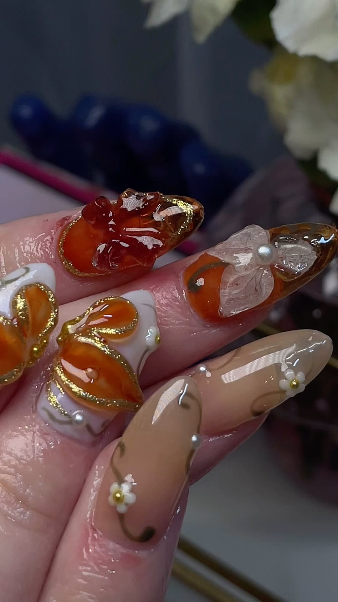 Artistic Floral Nail Design