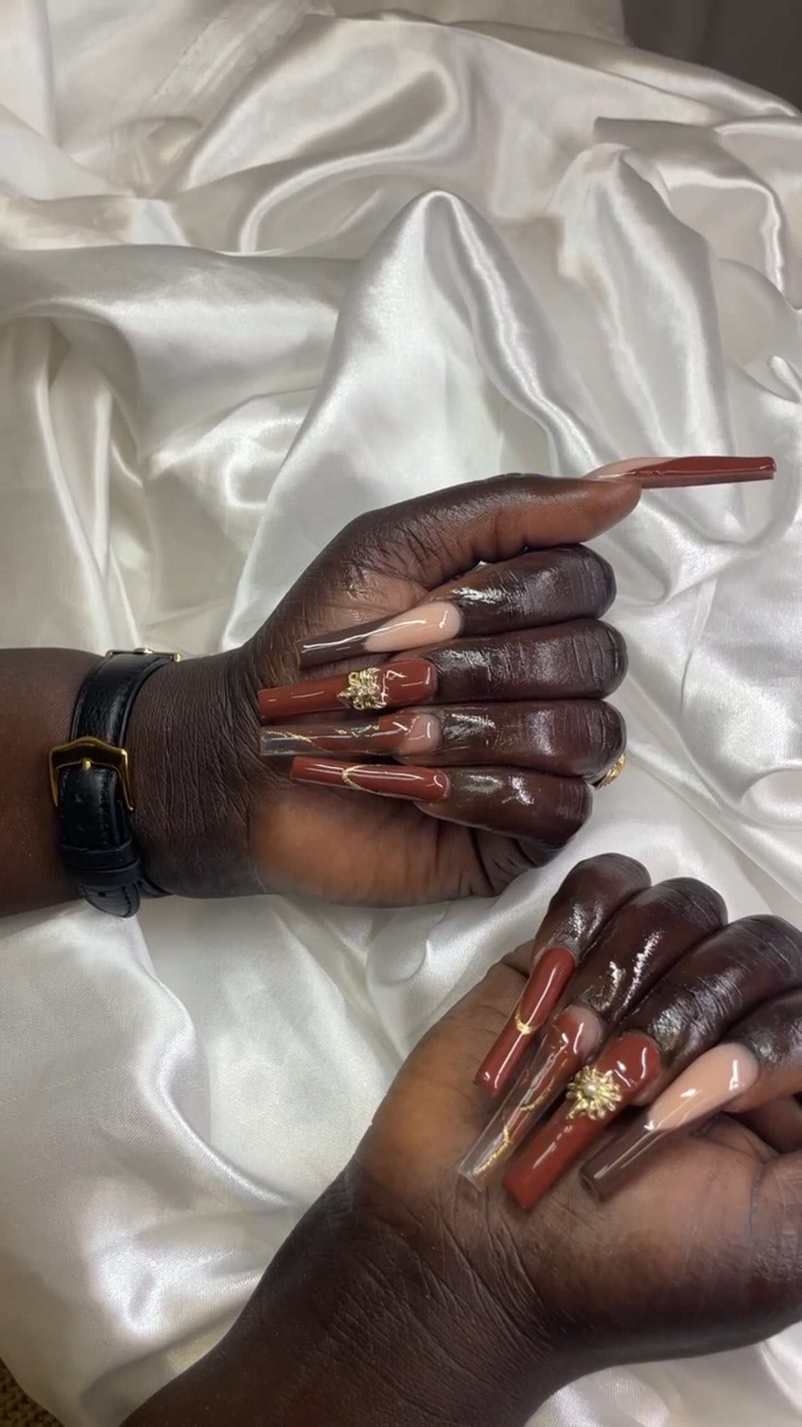 Elegant Brown and Nude Nails