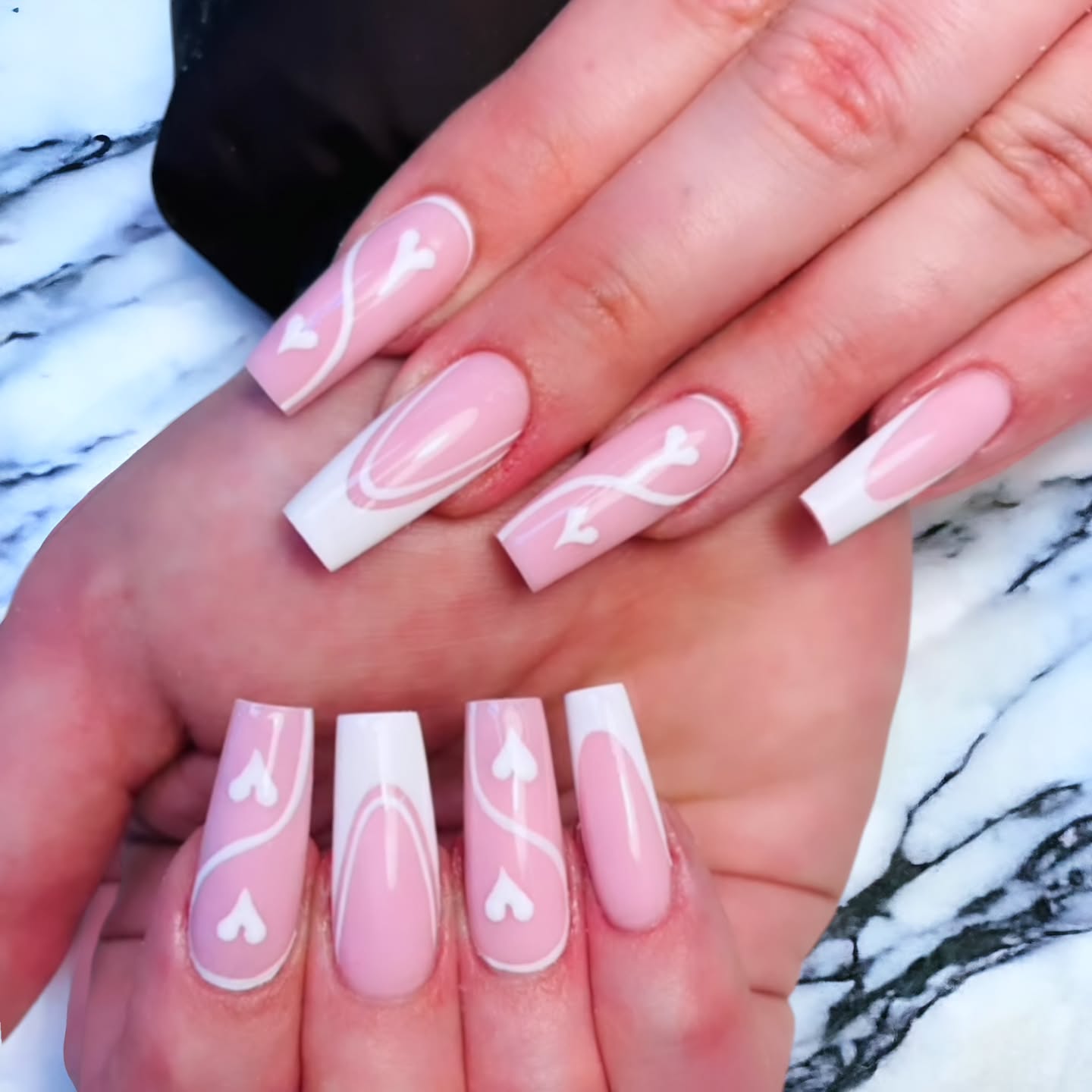 Elegant Pink and White Nail Art