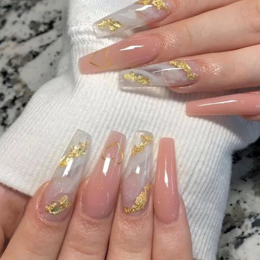 Elegant Marble and Gold Nails