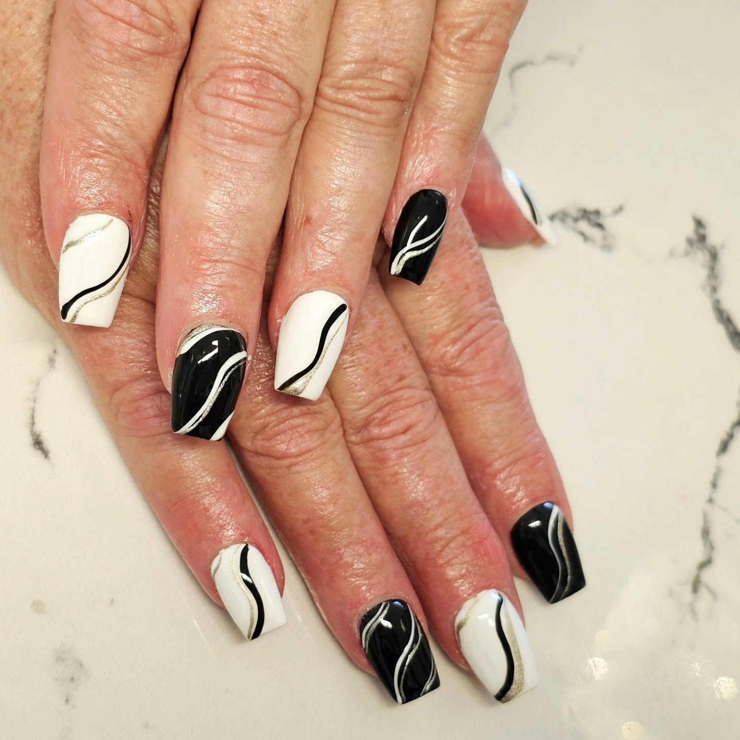 Elegant Black and White Nails