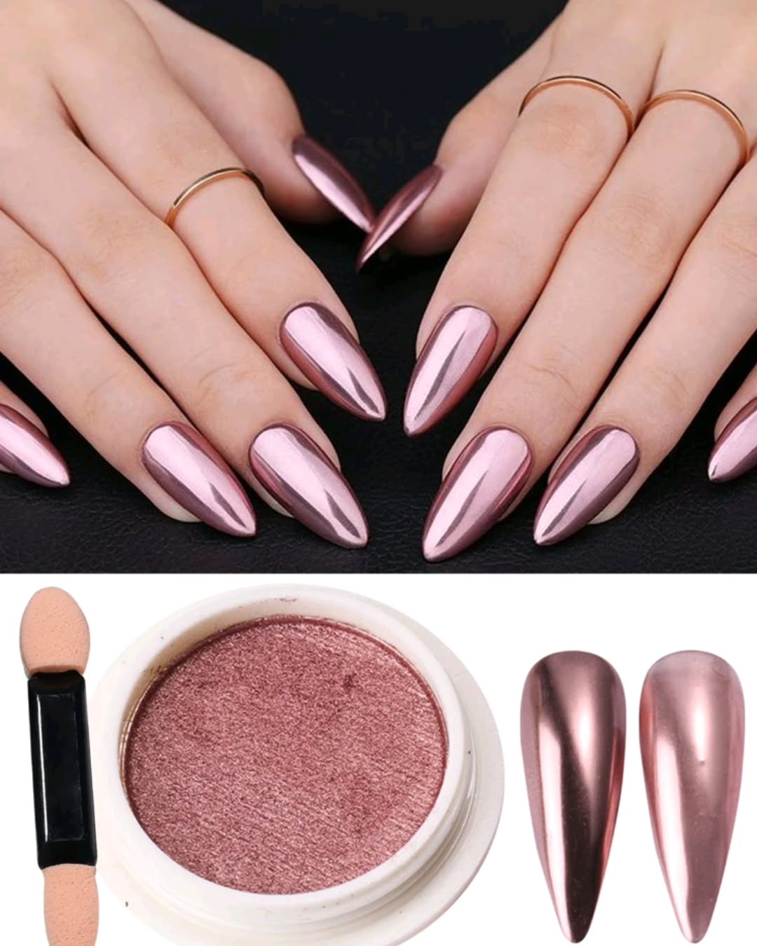 Stylish Rose Gold Stiletto Nails
