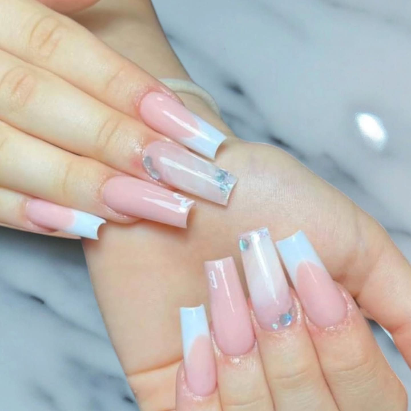Elegant Pink and White Nails