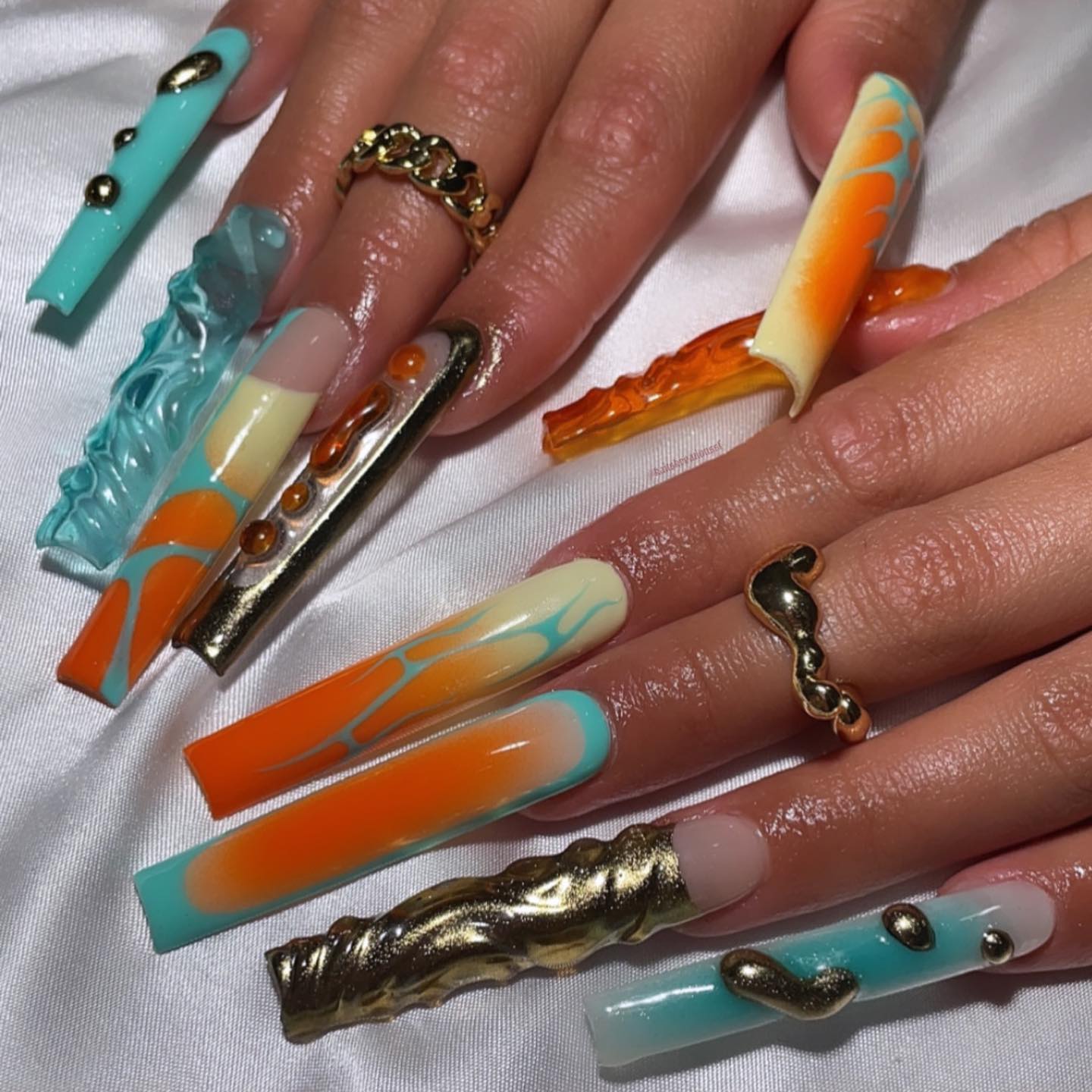 Artistic Long Nails with Vibrant Colors