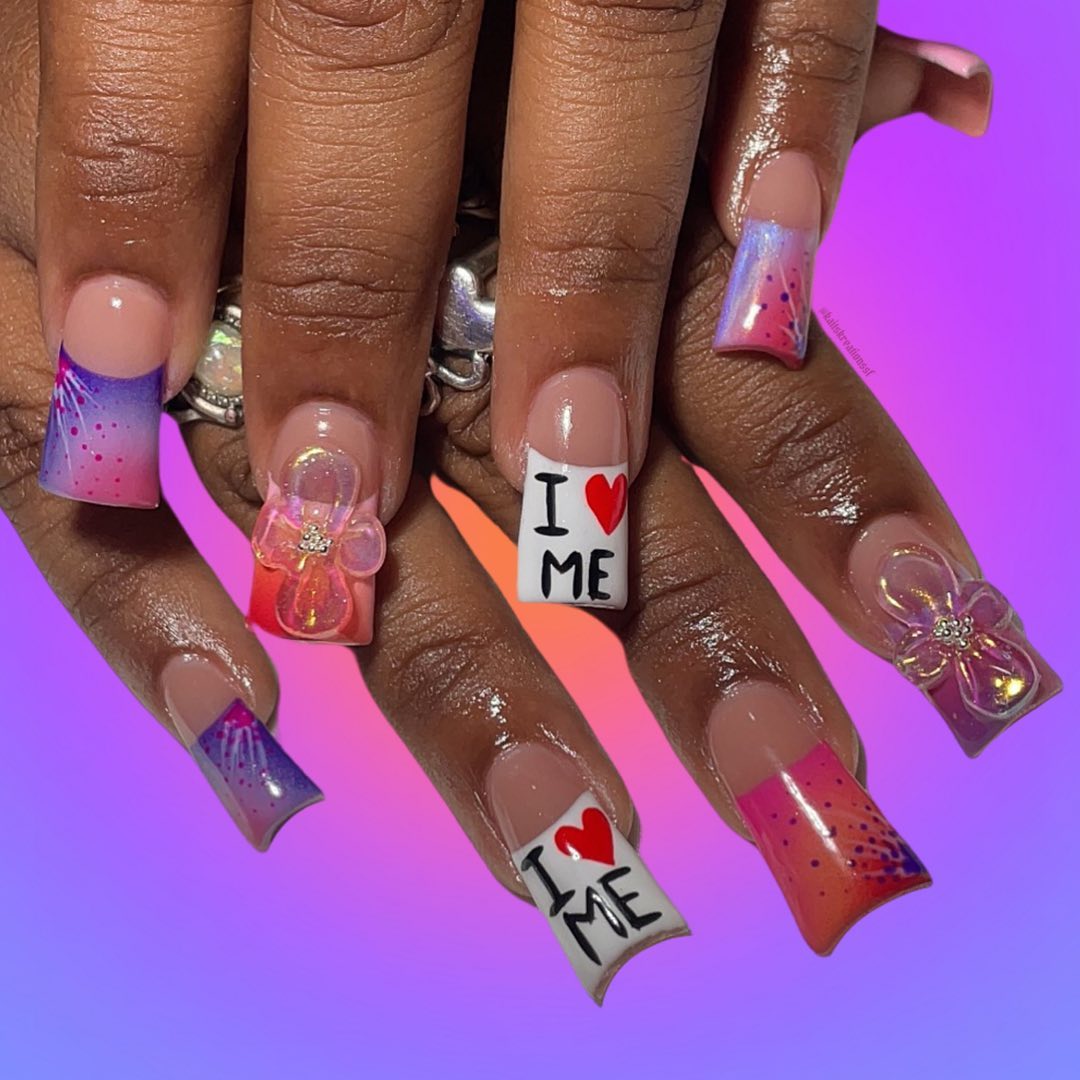 Vibrant Artistic Nails with Messages