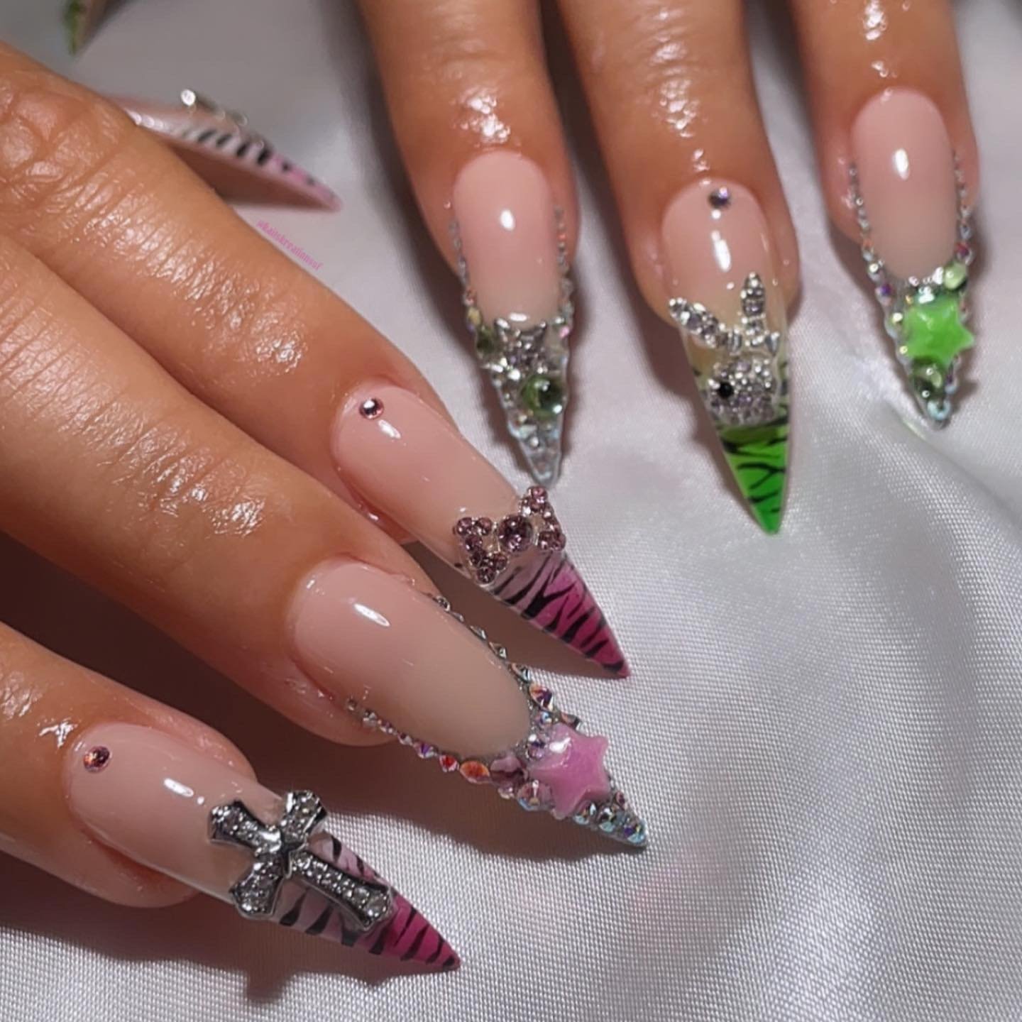 Stylish Stiletto Nails with Gems