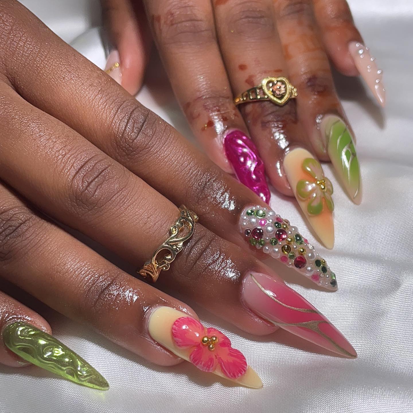 Artistic Floral Nail Design