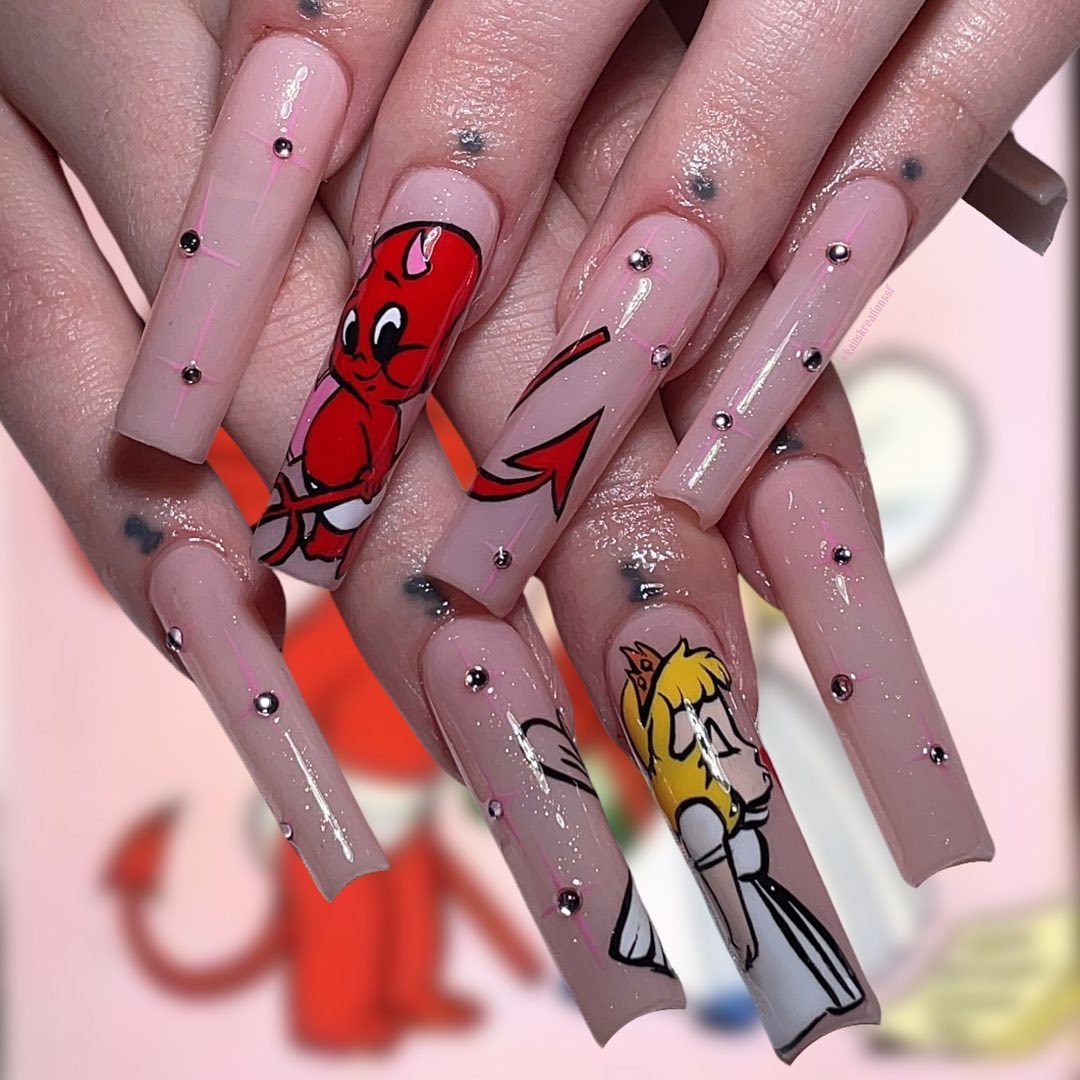 Artistic Nail Design with Characters