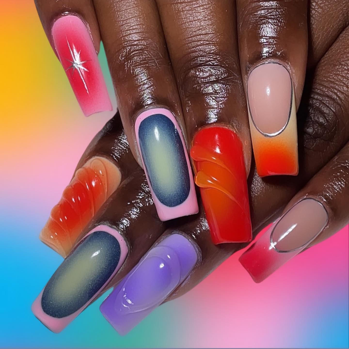 Vibrant Artistic Nail Art