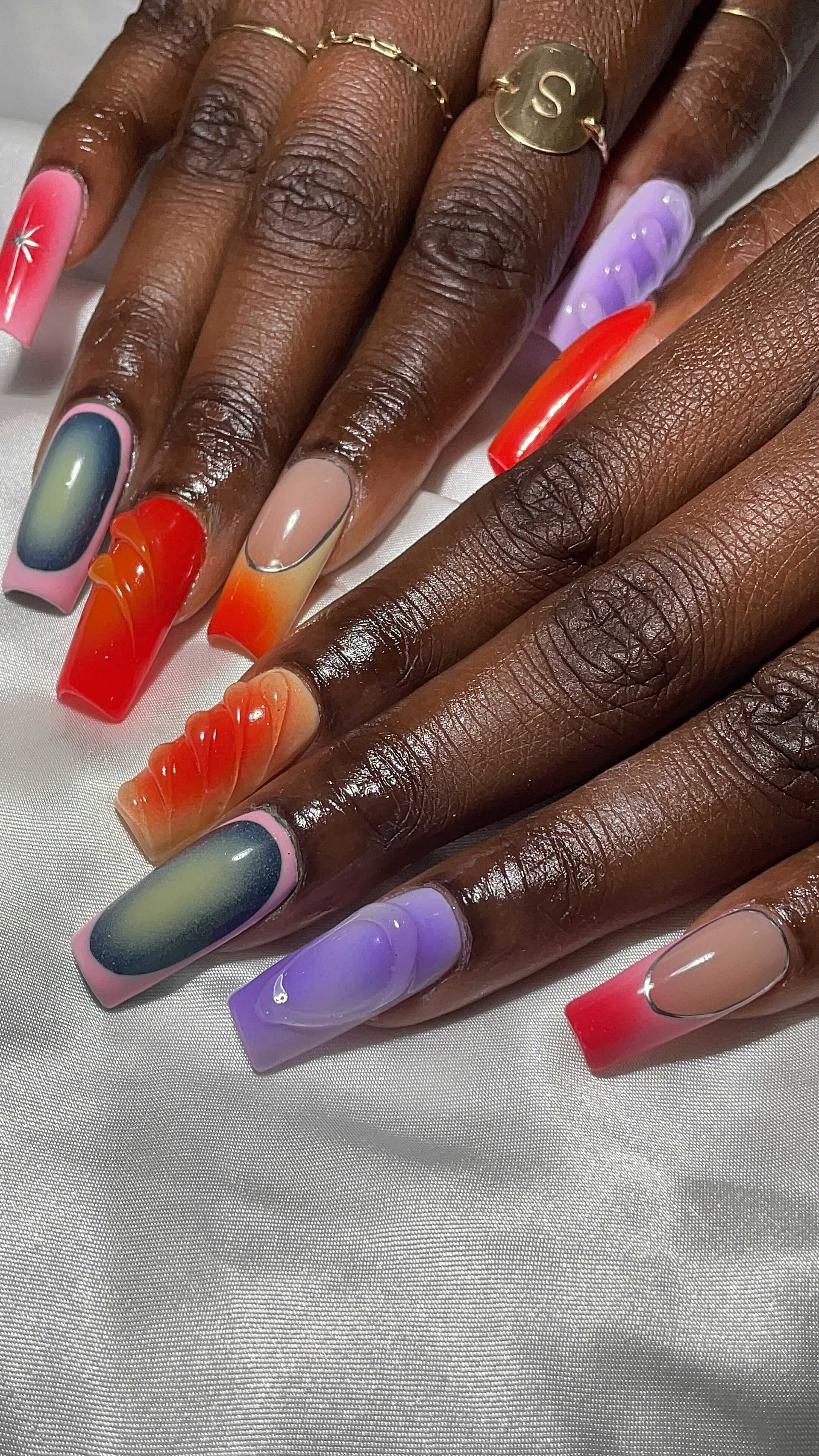 Artistic multi-colored nails