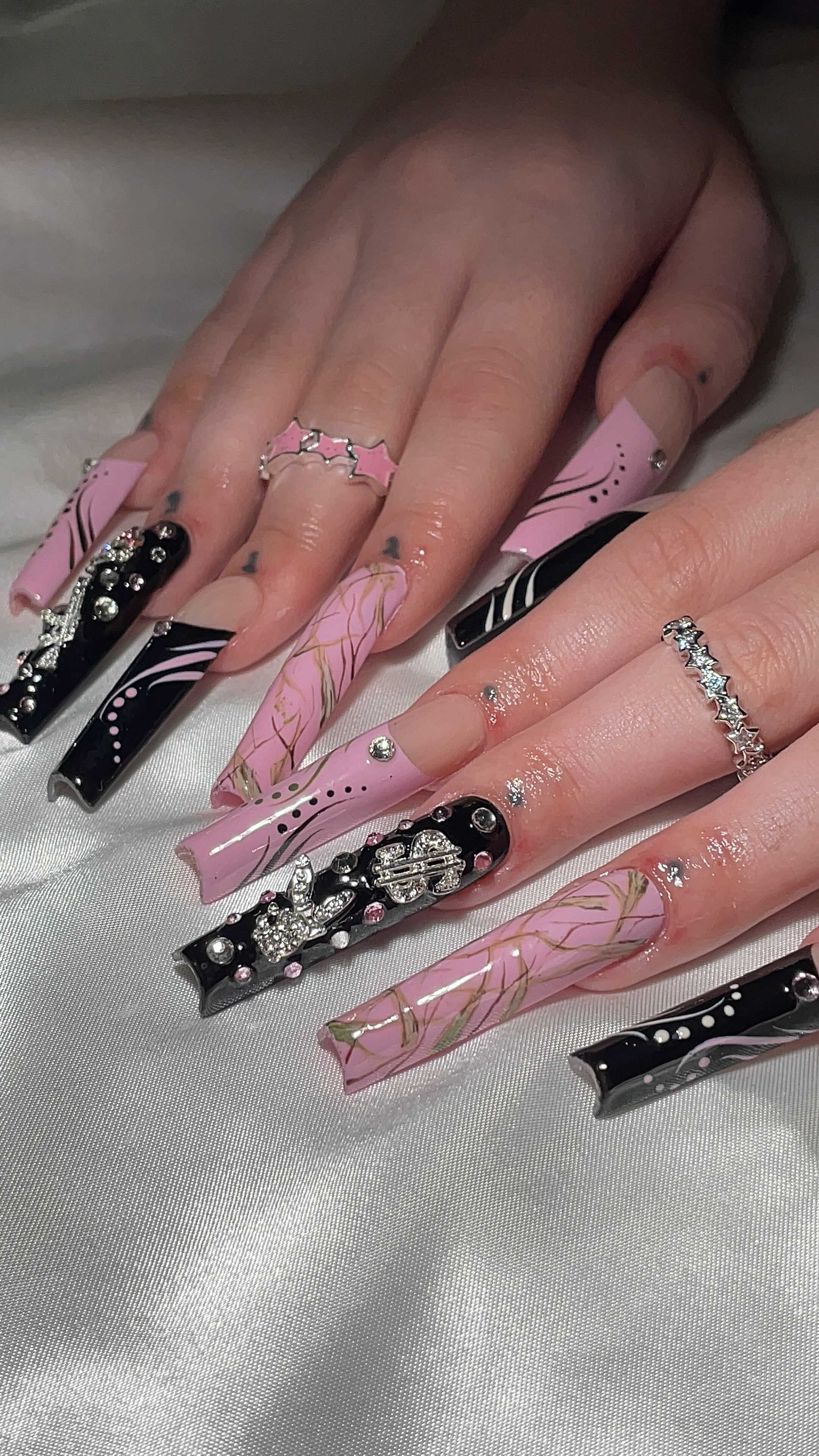Artistic Long Nails with Gems