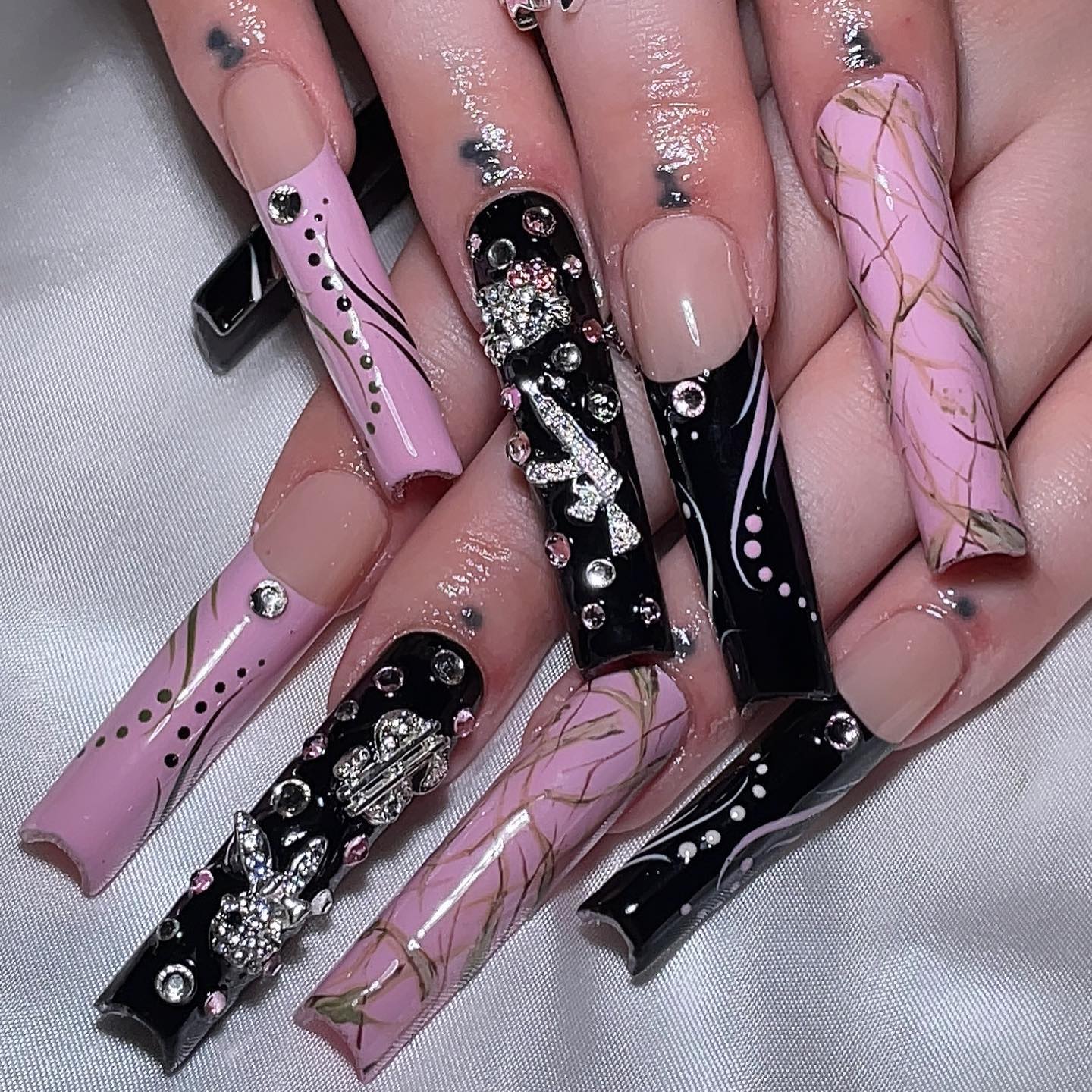 Stylish Artistic Nails with Gems