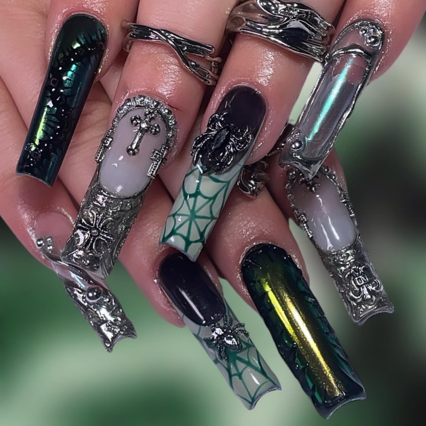 Artistic Halloween-Inspired Nails
