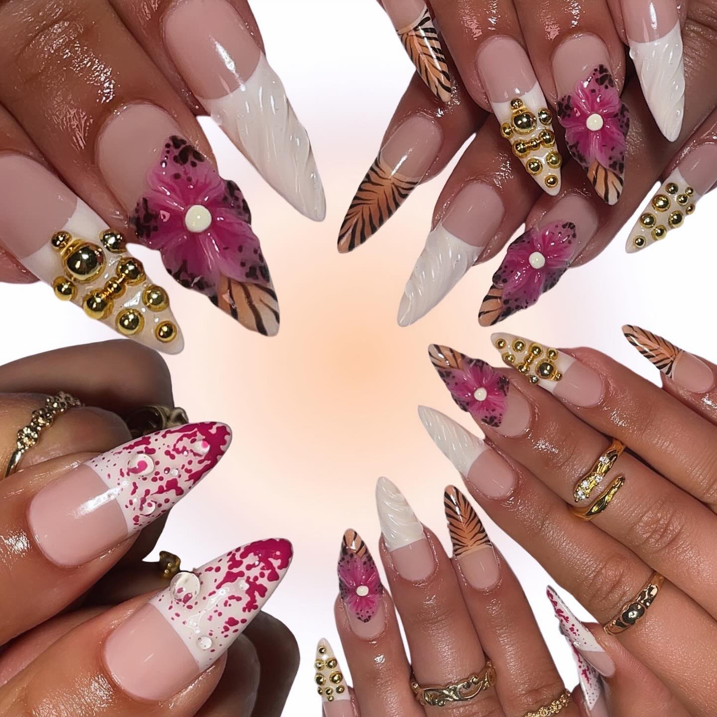 Artistic Floral Nail Design