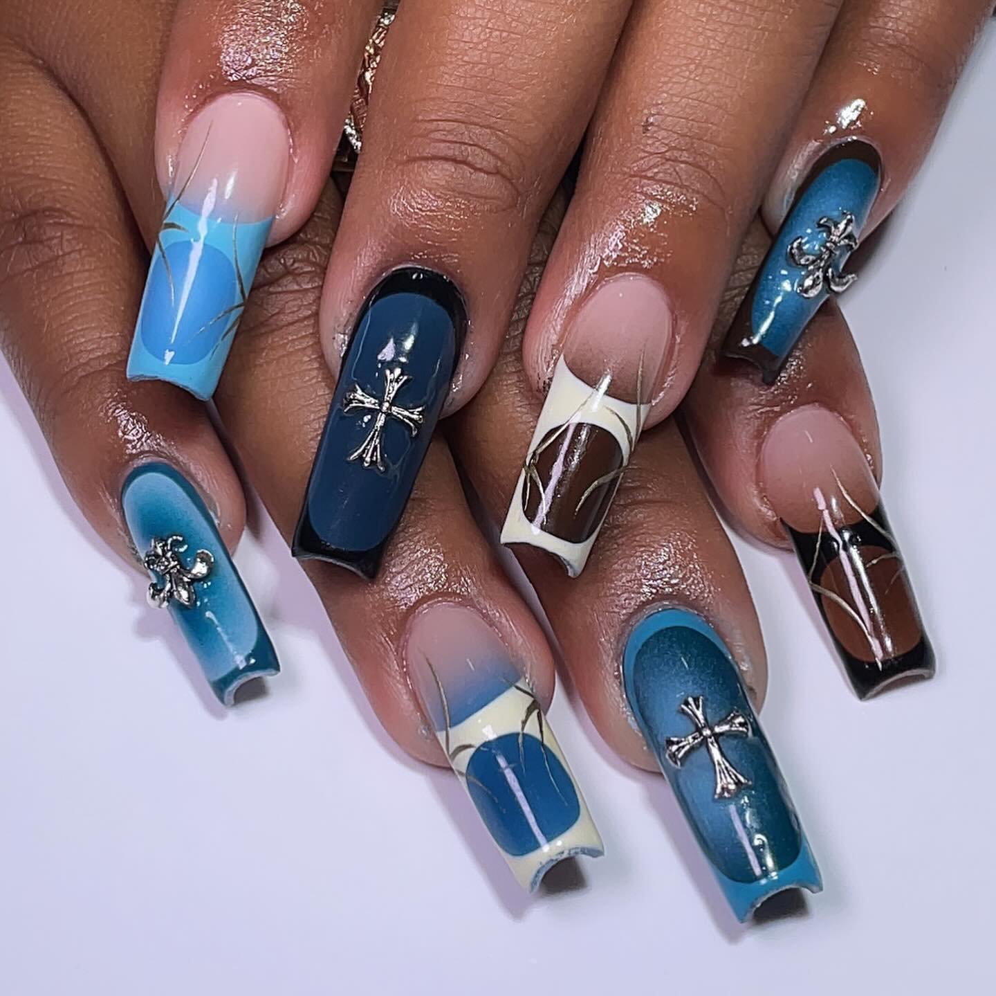 Artistic Nail Design with Crosses