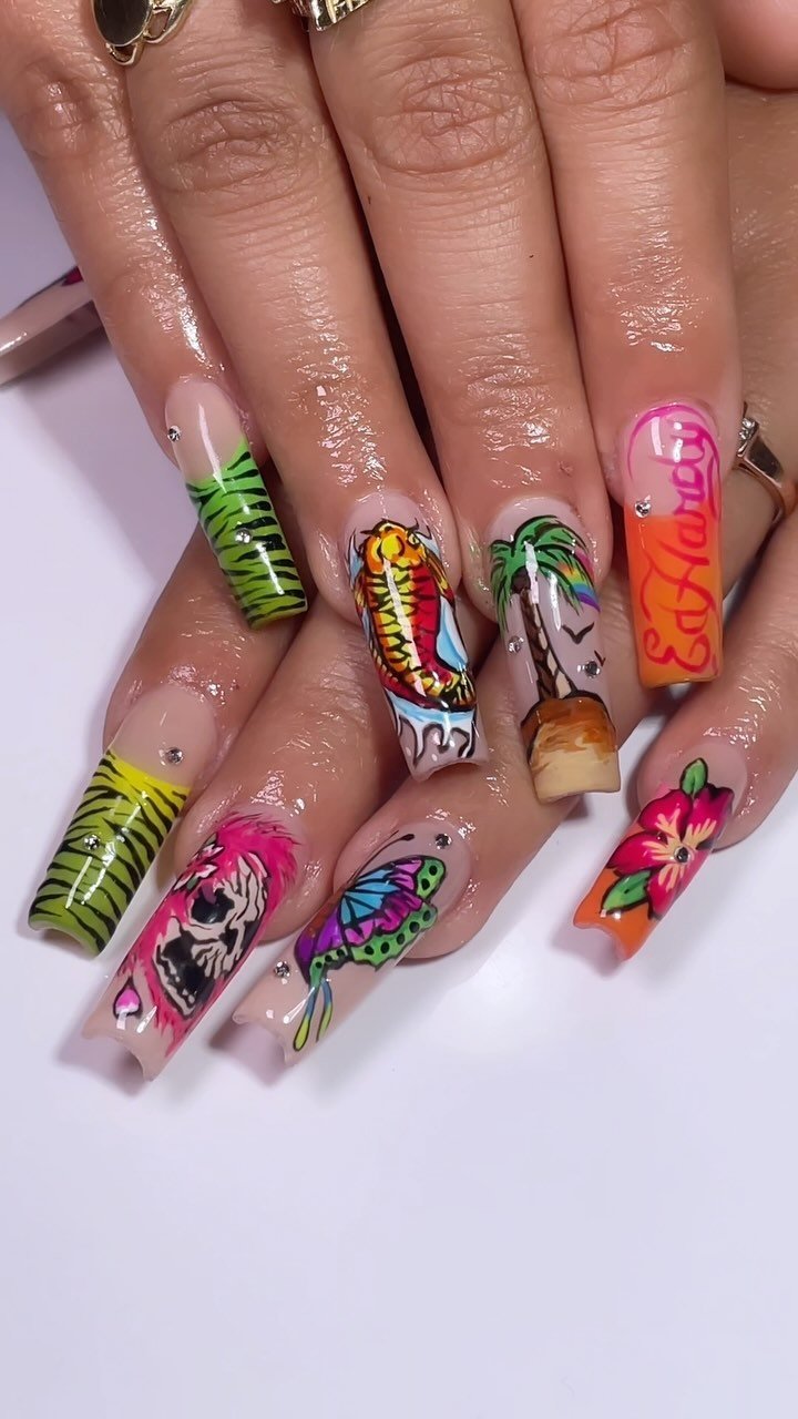 Vibrant Artistic Nail Design