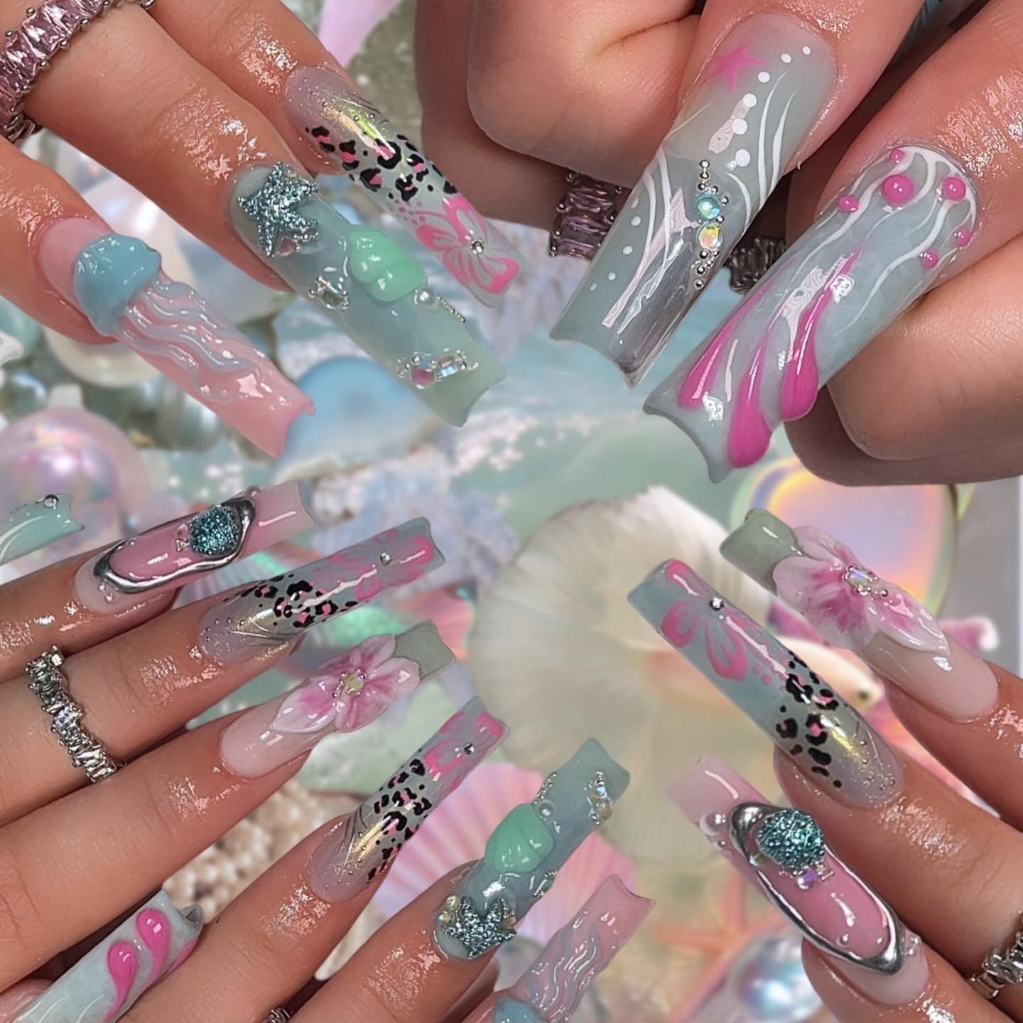 Artistic Nail Design with Pastel Colors