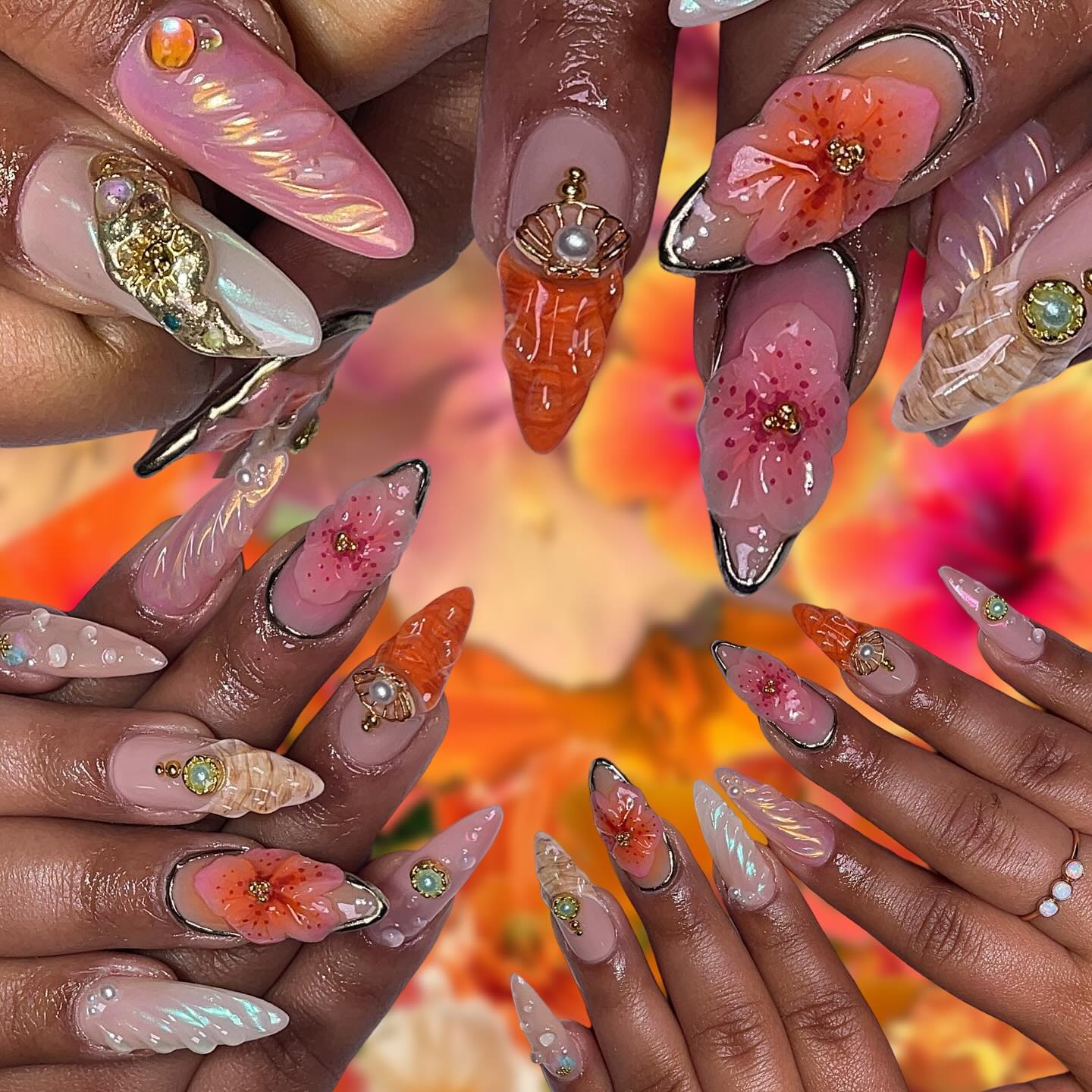 Artistic Floral Nails