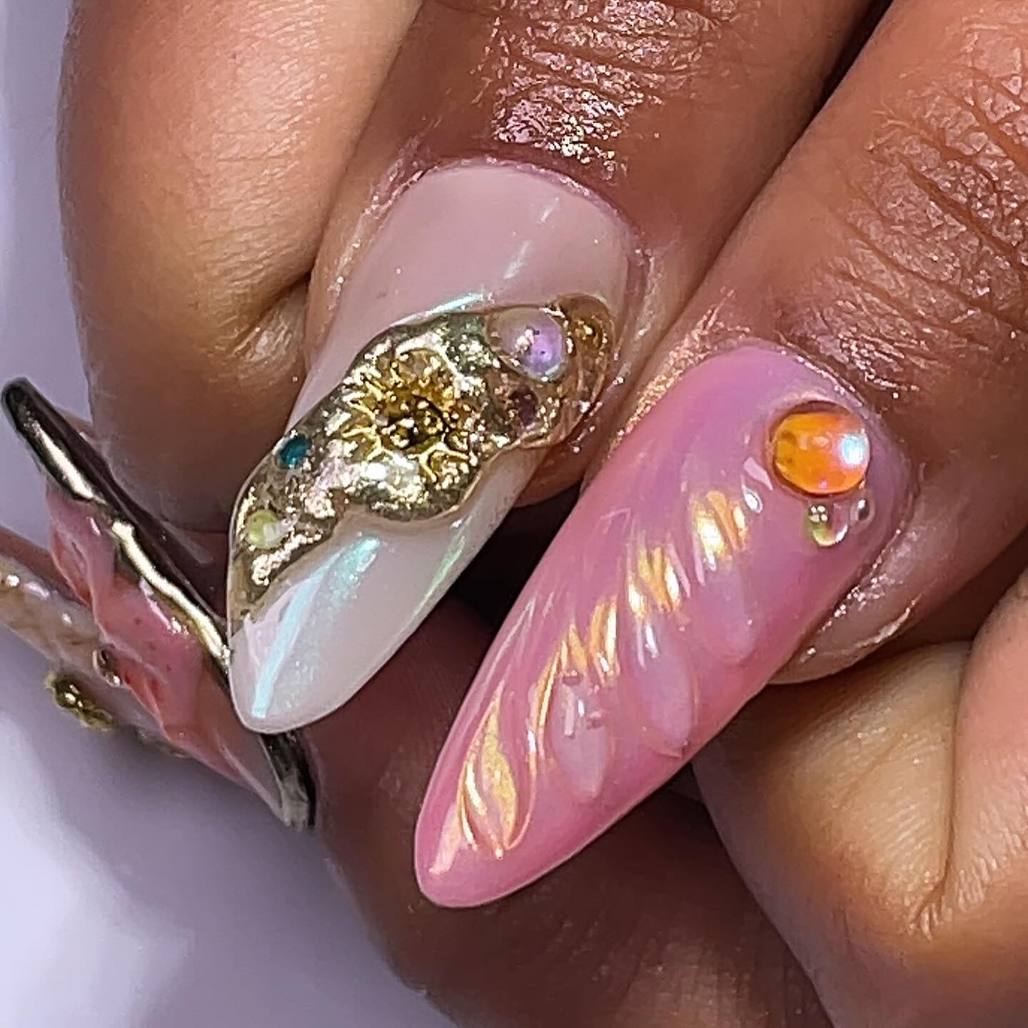Artistic Nail Design with Gems