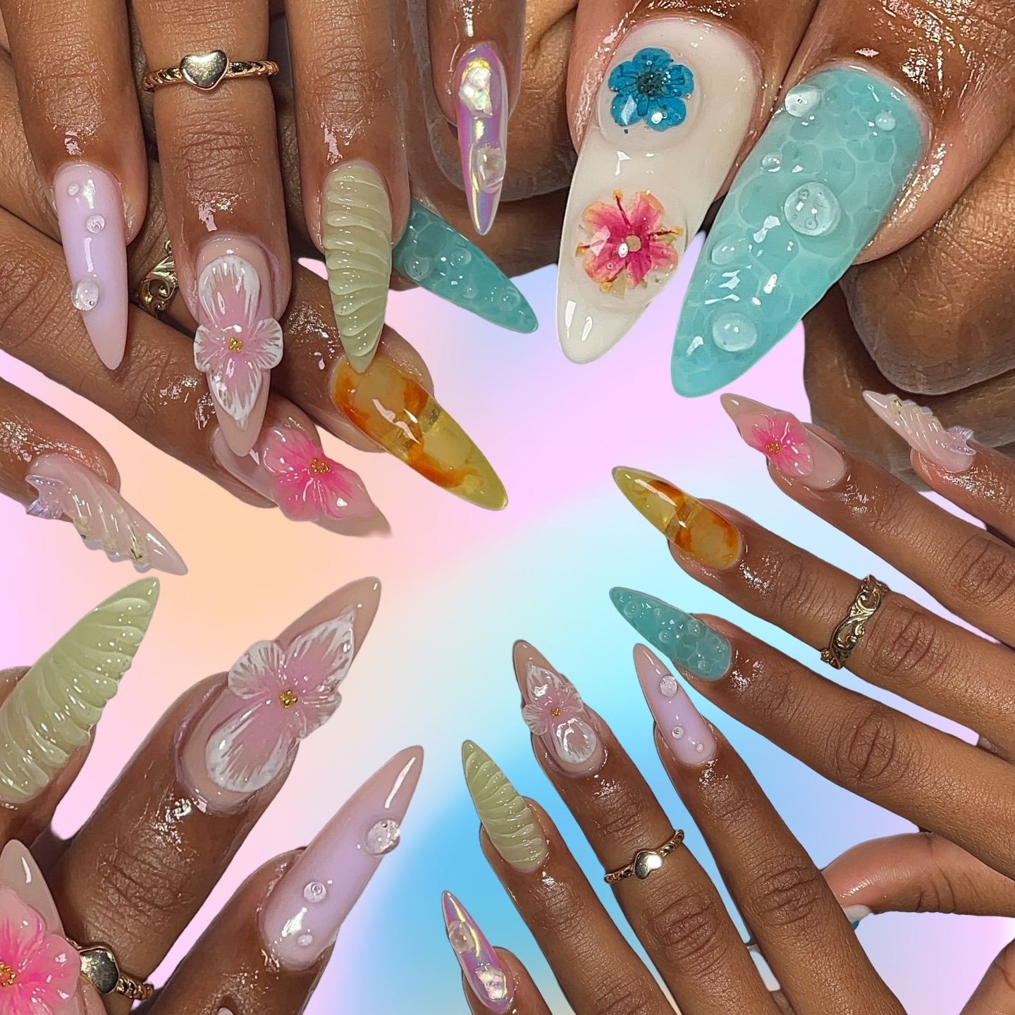 Artistic Floral Nail Design