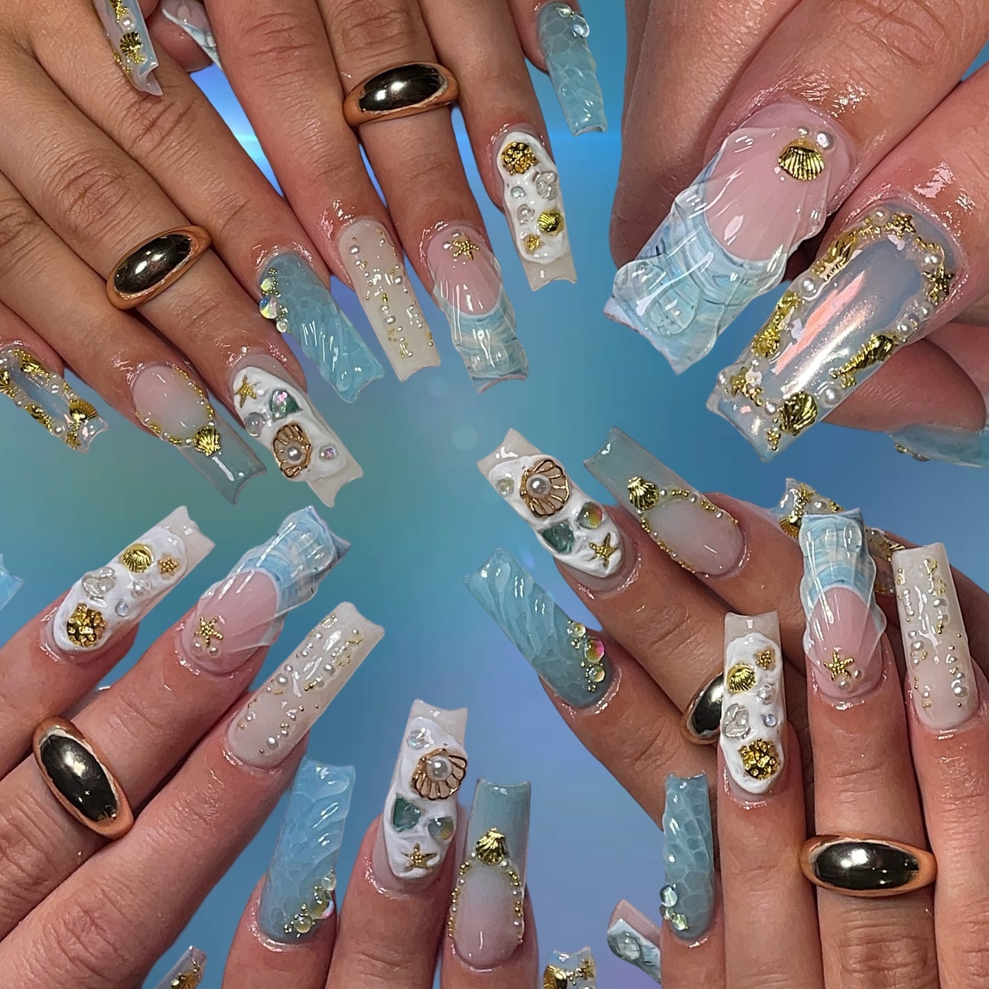 Artistic Ocean-Inspired Nails