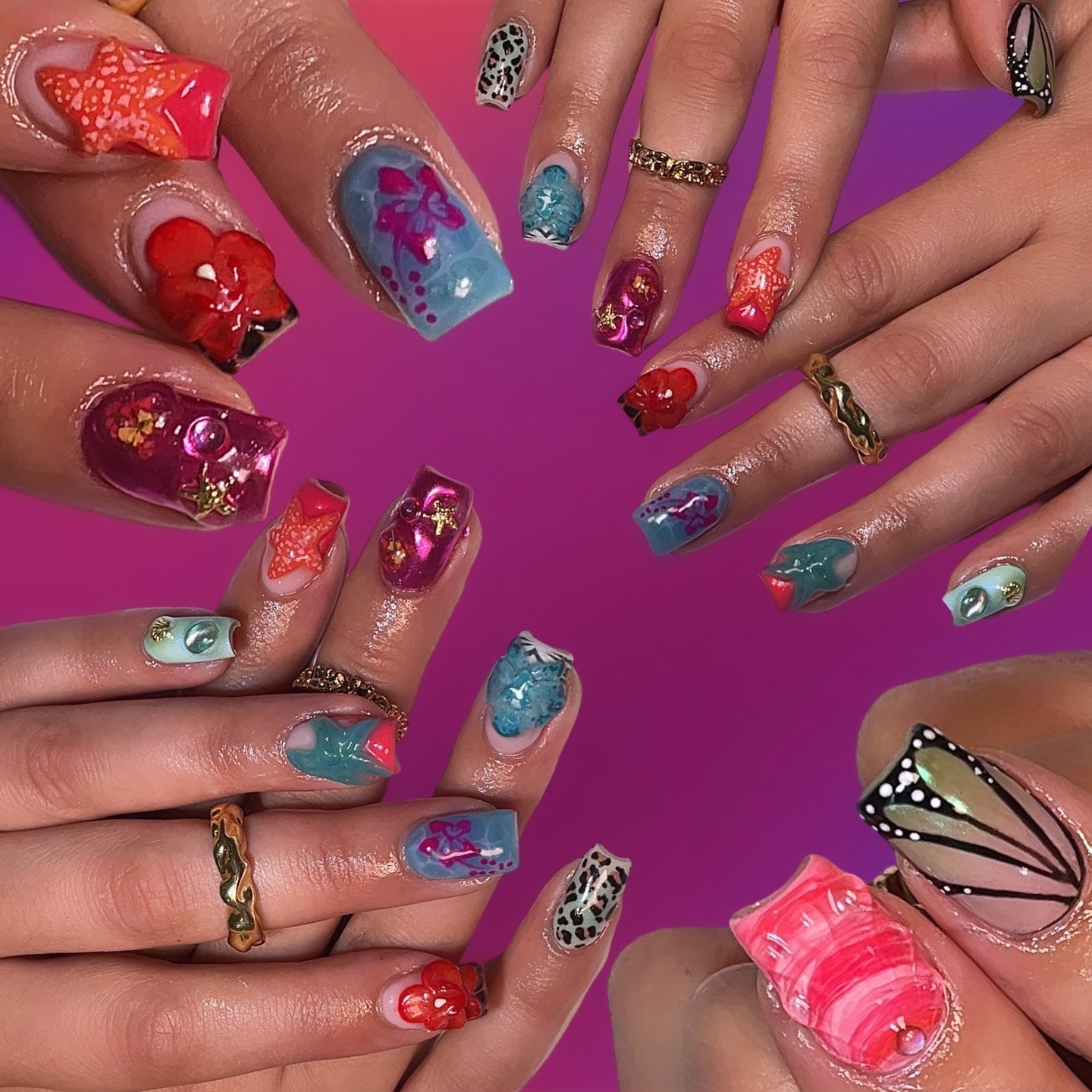 Vibrant Artistic Nail Art