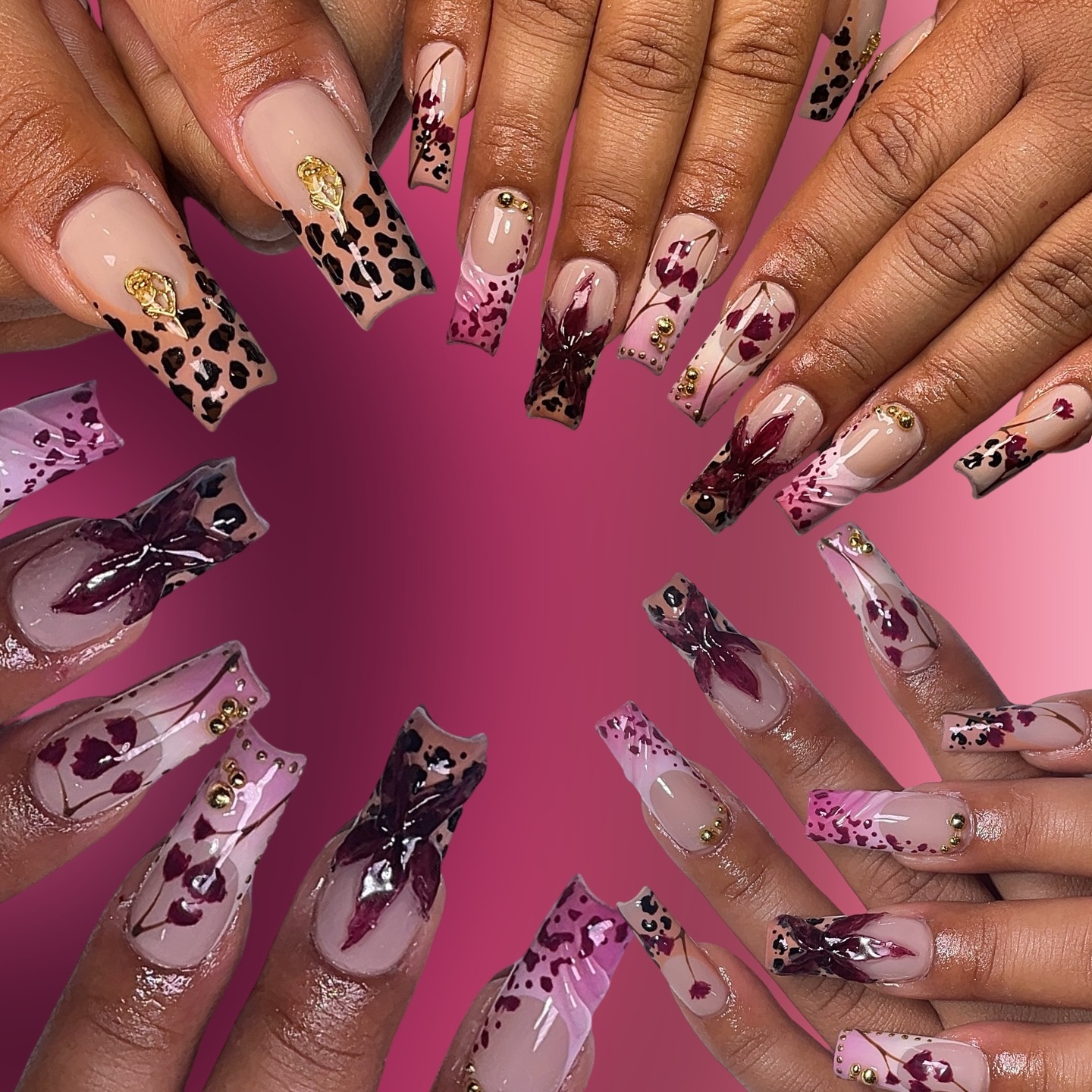 Stylish Artistic Nails with Animal Print