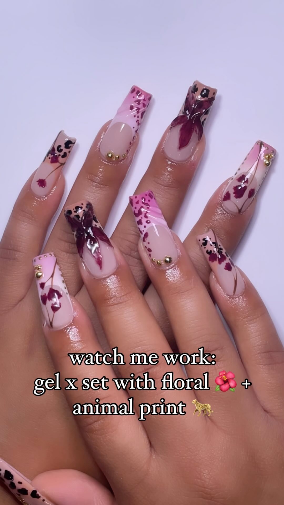 Stylish Floral and Animal Print Nail Art