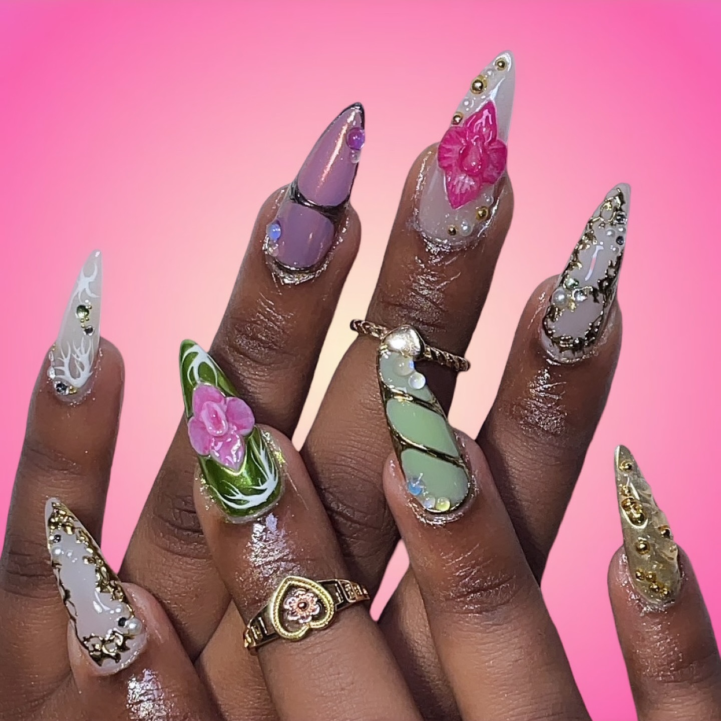 Artistic Floral Nail Design