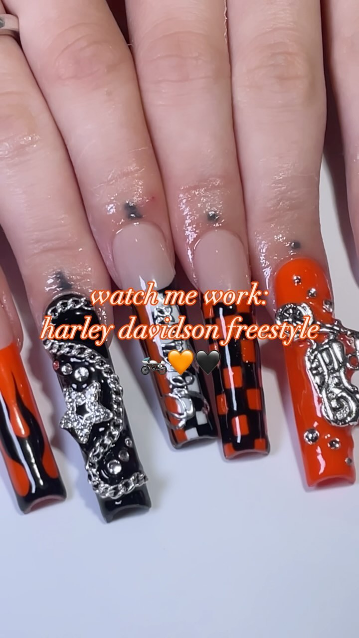 Harley Davidson Freestyle Nail Art