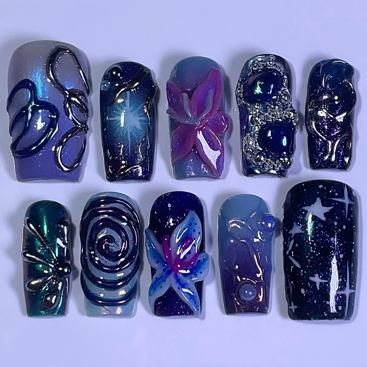 Artistic Purple Galaxy Nails