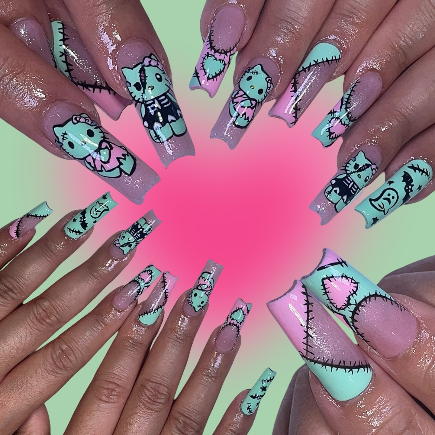 Artistic Stitch Patterned Nails