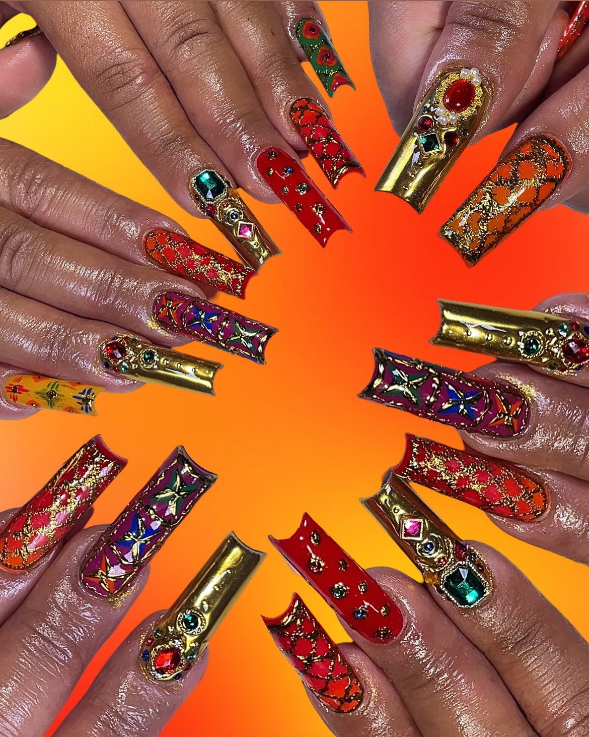 Artistic Rhinestone Nails