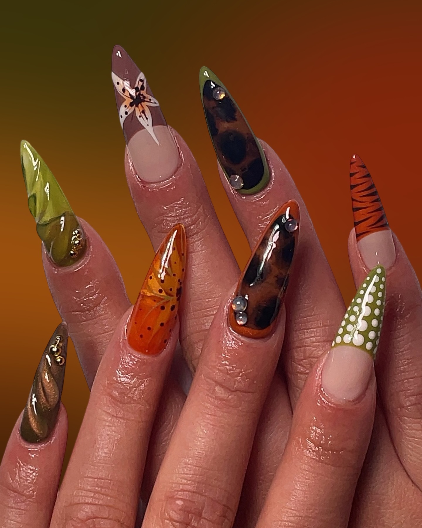 Artistic Multicolored Stiletto Nails