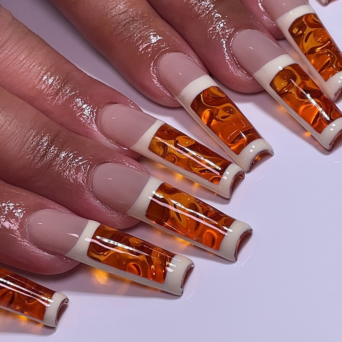 Stylish Orange French Tip Nails