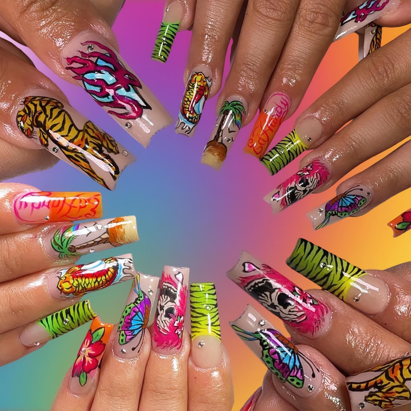 Vibrant Artistic Nail Design