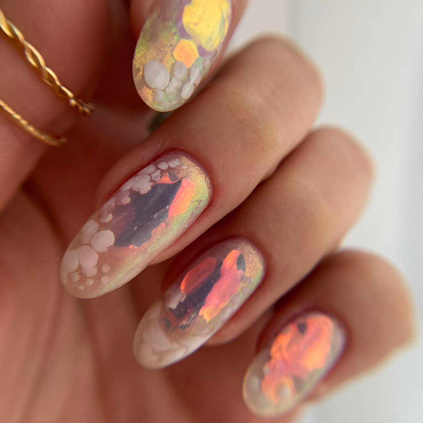 Artistic Nail Design with Gems