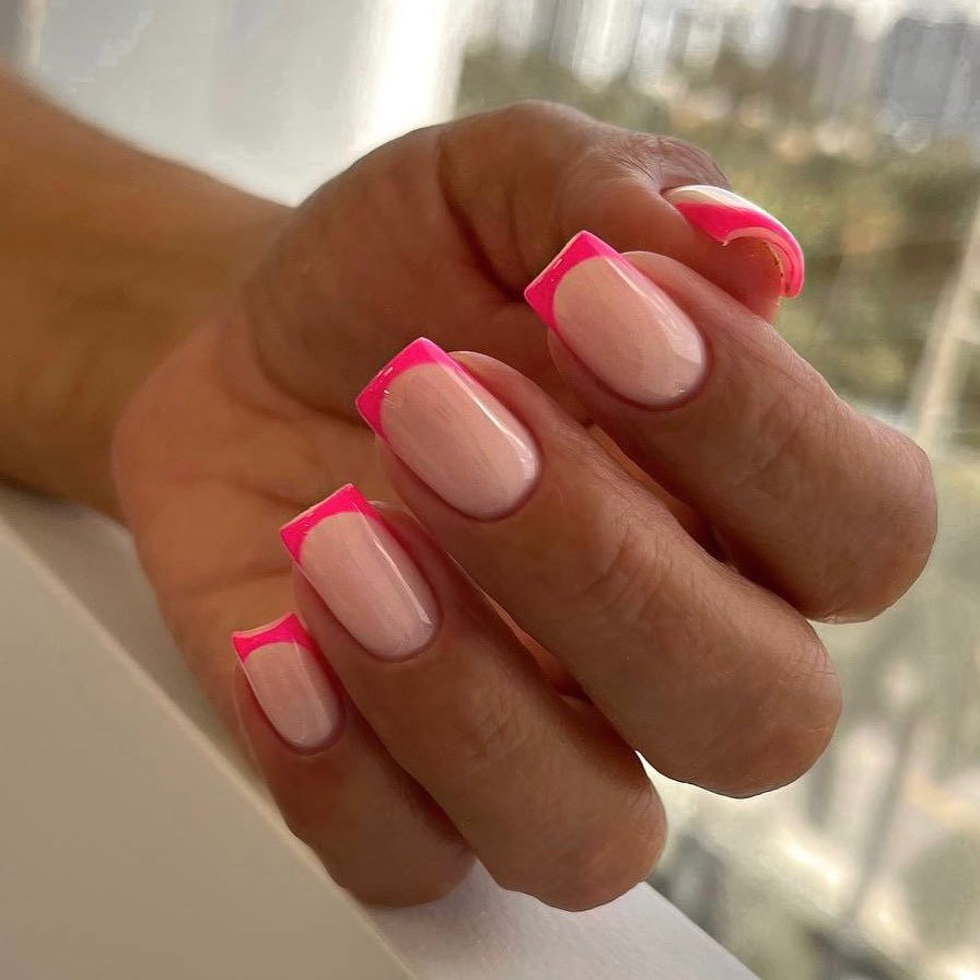 Vibrant Pink French Tips