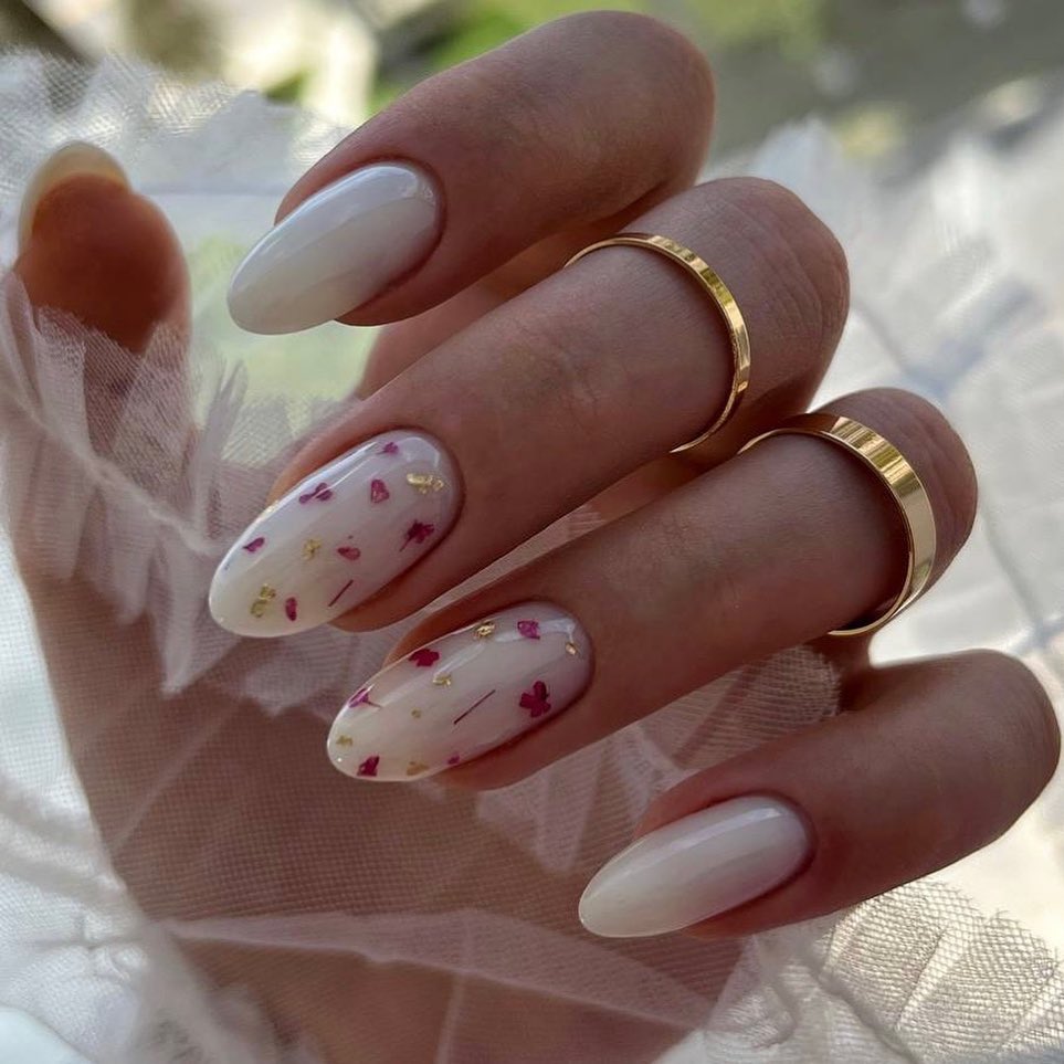 Elegant White and Pink Nail Art