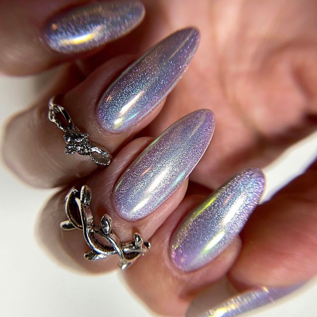 Iridescent Purple Nail Art