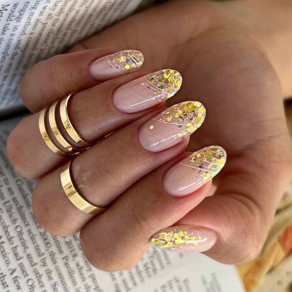Glittery Nude Nails