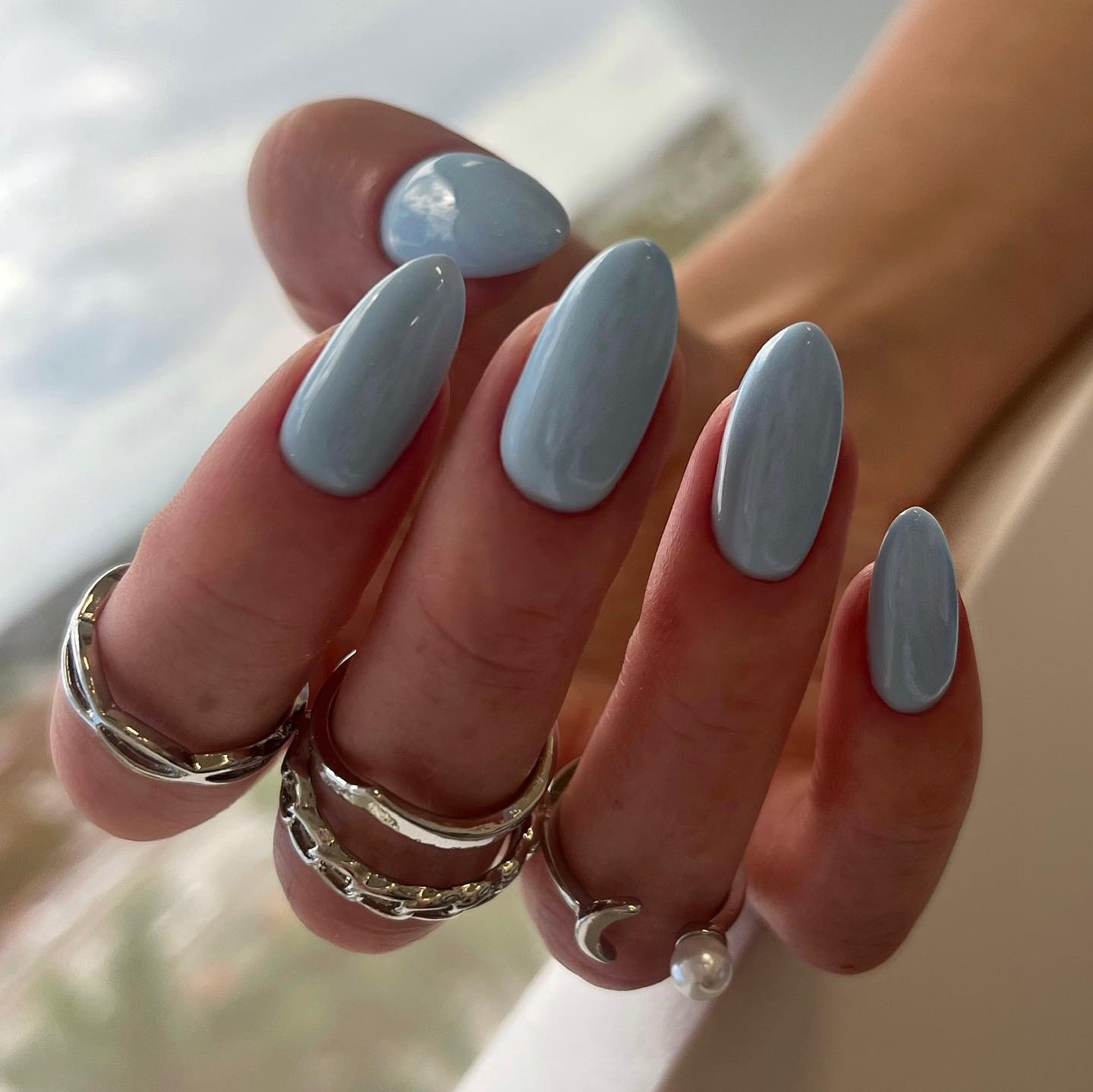 Elegant Light Blue Nails