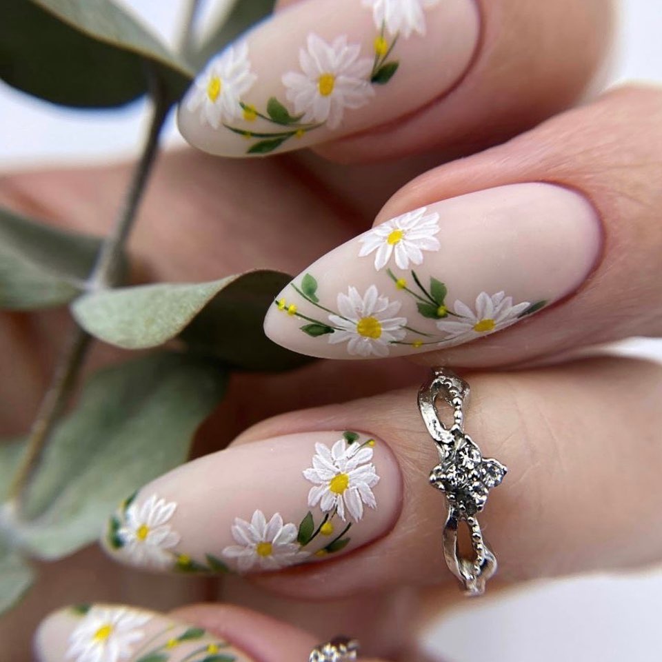Floral Nude Nails