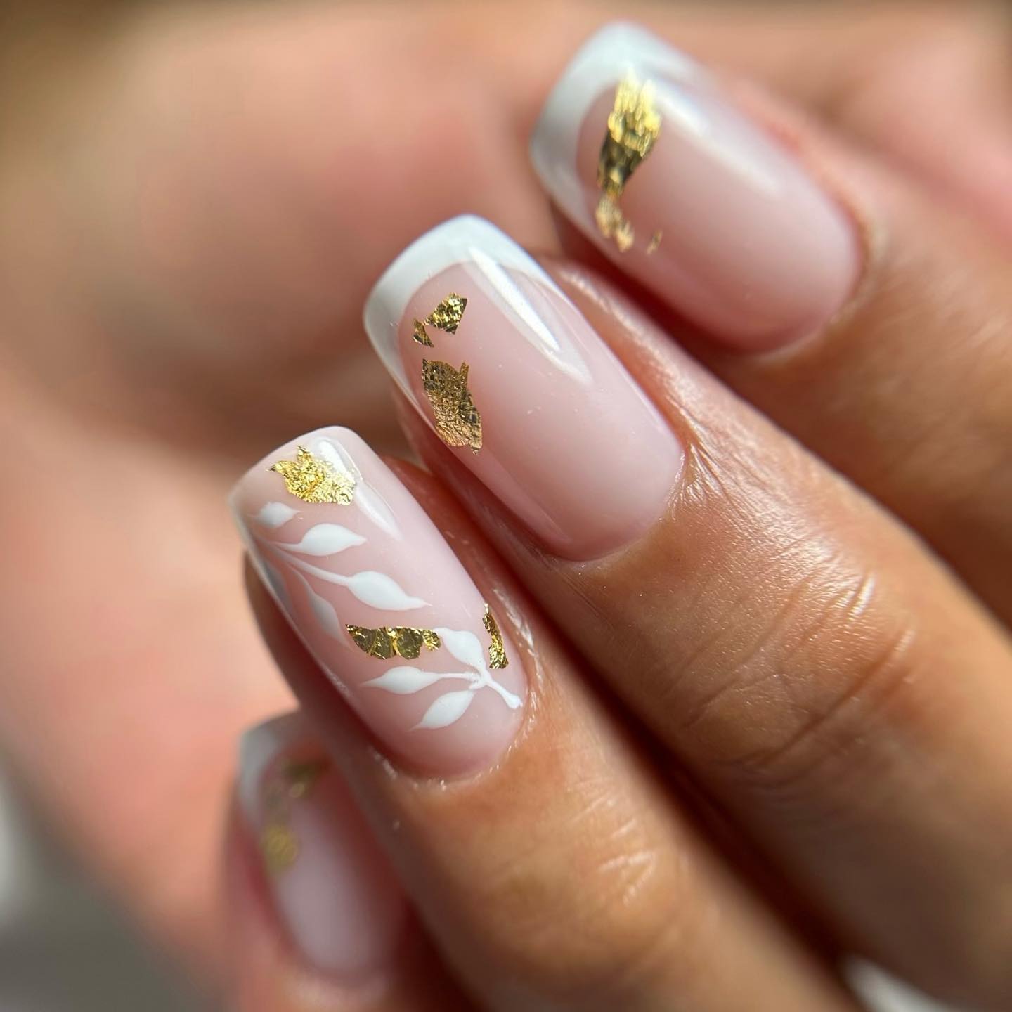 Elegant French Manicure with Gold Foil